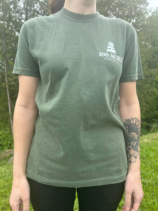 100 Acre - Double Logo Green Tee